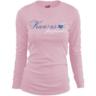 MJ Soffe Girls Kansas Jayhawks Long Sleeve T Shirt   Soft Pink   Size Large,