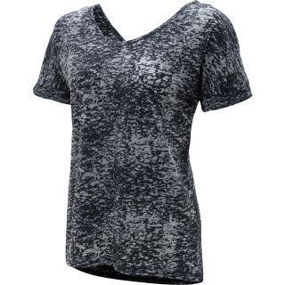 ASPIRE Womens Double V Burnout Short Sleeve Shirt   Size Large, Black