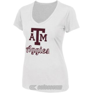 COLOSSEUM Womens Texas A&M Aggies Vegas V Neck T Shirt   Size Small, White