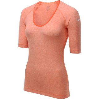 NIKE Womens Pro Core Fitted Studio 1/2 Sleeve T Shirt   Size Xl, Turf