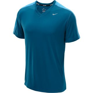 NIKE Mens Relay V Neck Short Sleeve Running T Shirt   Size Small, Green Abyss