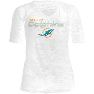Touch By Alyssa Milano Womens Miami Dolphins Burnout Rhinestone V Neck T Shirt