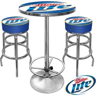 Trademark Global Ultimate Miller Lite Gameroom Combo   Two Bar Stools and Table