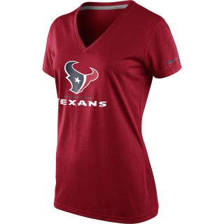 NIKE Womens Houston Texans Dri FIT Legend Logo V Neck Short Sleeve T Shirt  