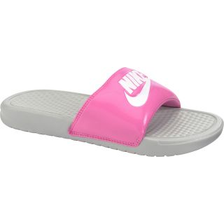 NIKE Womens Benassi JDI Sandals   Size 7, Grey/pink