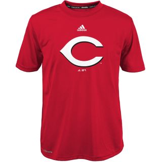adidas Youth Cincinnati Reds ClimaLite Team Logo Short Sleeve T Shirt   Size Xl