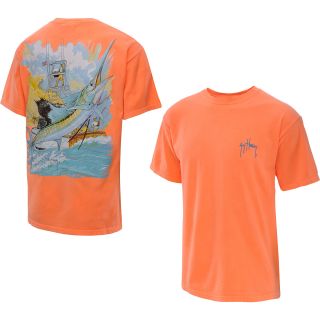 GUY HARVEY Mens Sailfish Boat Short Sleeve T Shirt   Size Xl, Neon Orange