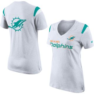 NIKE Womens Miami Dolphins Fan Top V Neck Short Sleeve T Shirt   Size Xl,