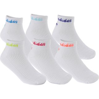 adidas Girls Superlite No Show Socks   6 Pack   Size Small, White/purple