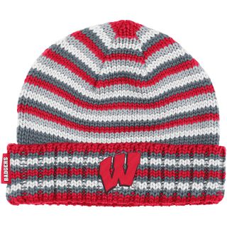 adidas Mens Wisconsin Badgers Striped Cuffed Knit Hat, Multi Team