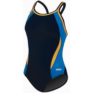 Dolfin Chloroban Block DBX Back Swimsuit Womens   Size 28, Navy/blue/gold