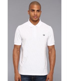 Fred Perry Polka Dot Two Button Polo Mens Short Sleeve Pullover (White)
