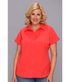 Columbia Plus Size Silver Ridge S/S Shirt Womens Short Sleeve Button Up (Red)
