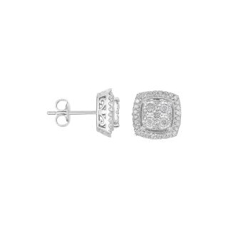 TruMiracle 1/2 CT. T.W. Diamond Square Sterling Silver Earrings, Womens