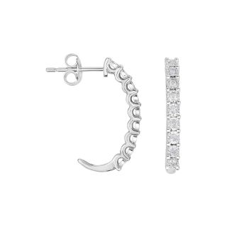TruMiracle 1/5 CT. T.W. Diamond Sterling Silver C Hoop Earrings, Womens