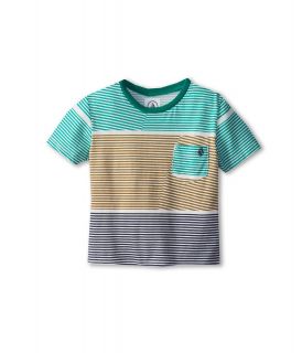 Volcom Kids 3 Course Stripe S/S Crew Boys T Shirt (Green)