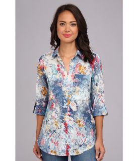 J.A.K. Hawaii Flower Shirt Womens Long Sleeve Pullover (Blue)