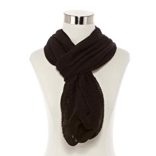 Ruched Infinity Scarf, Black, Womens