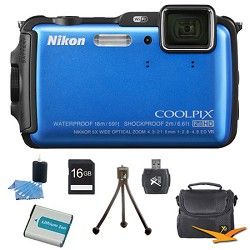 Nikon COOLPIX AW120 16MP Waterproof Shockproof Freezeproof Blue Digital Camera K