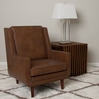 Moss Oxford Leather Tan Accent Chair