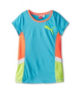 Puma Kids S/S Active Colorblock Tee Girls Short Sleeve Pullover (Blue)
