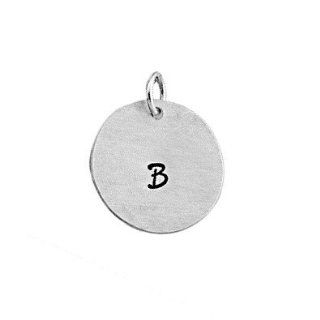 Sterling Silver Engraved Initial Disc Charm   Personalized Jewelry Jewelry