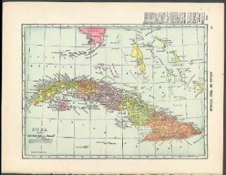 Cuba / West Indies color map Hammond's 1910 Entertainment Collectibles
