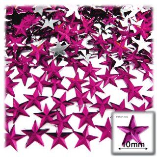 The Crafts Outlet 144 Piece Flat Back Star Rhinestones, 10mm, Fuchsia