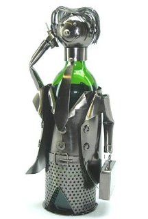 Fabulous Genunie hand made business man metal Wine bottle holder / caddy Kitchen & Dining