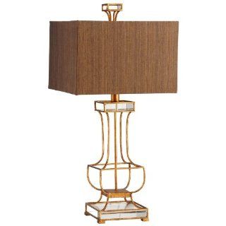 Cyan Lighting 5203 Pinkston   One Light Table Lamp, Gold Leaf Finish with Acrylic Glass with Gold Fabric/Tan Liner Shade    