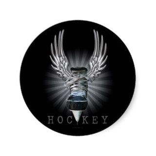 Winged Hockey Round Sticker