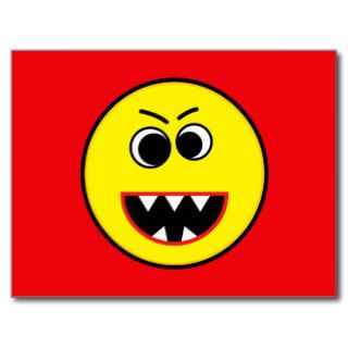 Scary Evil Yellow Smiley Emoticon Postcards