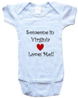 SOMEONE IN VIRGINIA LOVES ME   State series   White, Blue or Pink Onesie / Baby T shirt Novelty T Shirts Clothing