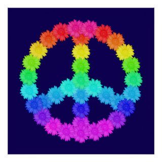 Rainbow Flower Peace Sign Poster