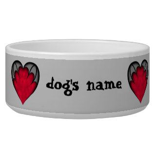 Cute gothic Valentine's day with red hearts Dog Food Bowl