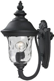 Z Lite 533S BK Armstrong Outdoor Wall Light, Aluminum Frame, Black Finish and Clear Water Glass Shade of Glass Material   Wall Porch Lights  