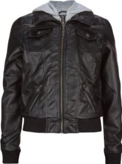 FULL TILT Hooded Faux Leather Girls Jacket Clothing