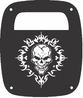JeepTails Skull and Flames   Jeep TJ Wrangler Tail Lamp Covers   Black   Set of 2 Automotive