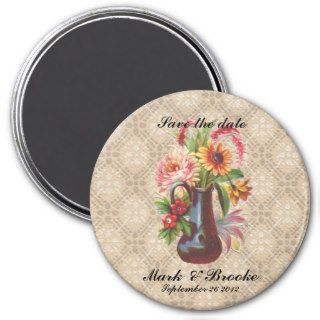 Vintage floral2 Embossed effect  Save the date Magnets