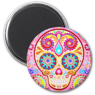 Cute Pink Sugar Skull Magnet   Day of the Dead
