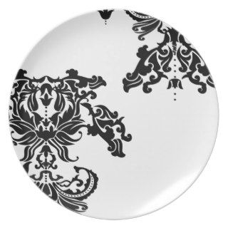 Vintage Black and White Damask Party Plate
