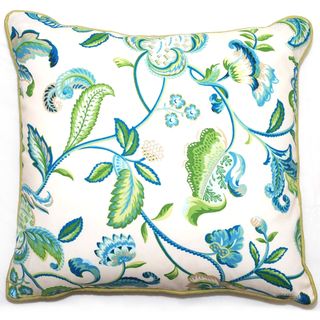 Green/ Blue Floral Outdoor Living Throw Pillow/18 inch Outdoor Cushions & Pillows