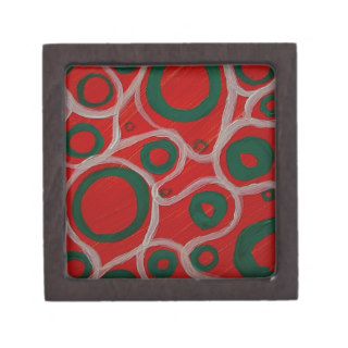 Abstract Art Hand painted Green Circles on Orange Premium Gift Box