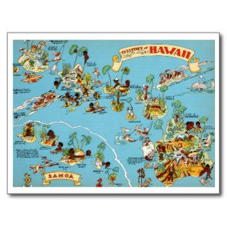 Hawaii Funny Vintage Map Postcard