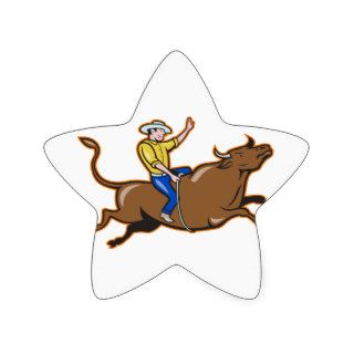 Rodeo Cowboy Bull Riding Retro Stickers