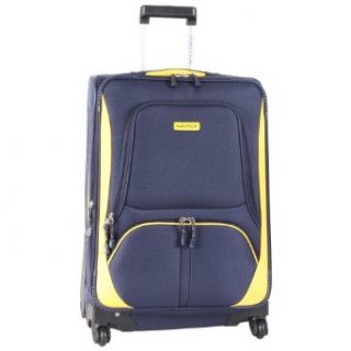 Nautica Luggage Expandable Spinner Upright Suitcase, Navy/Yellow, One Size Clothing