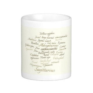 Vintage style Sagittarian traits tag cloud print Mugs
