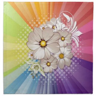 Rainbow Stripes and Flowers  American MoJo Napkin