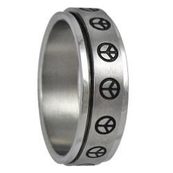 Stainless Steel Peace Sign Spinner Ring Men's Rings
