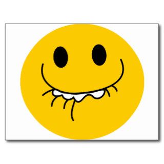 Suppressed laughing yellow smiley face postcard